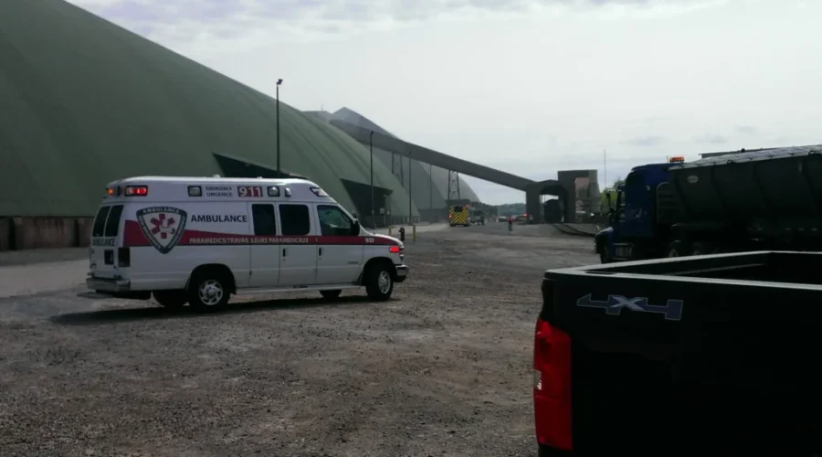 Potash Terminal Fire On The Roof Of A Storage Shed