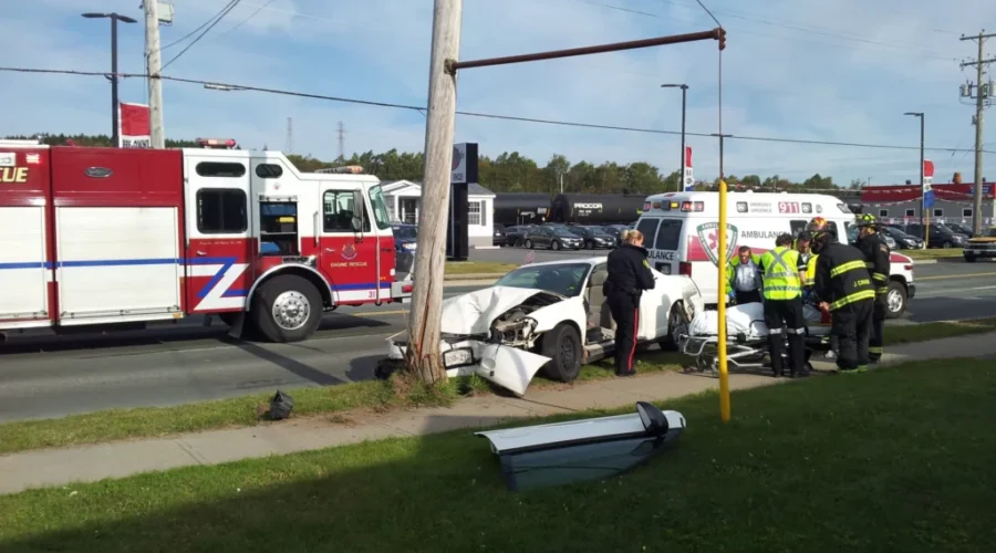 Driver Taken To Hospital After Crashing Into Power Pole