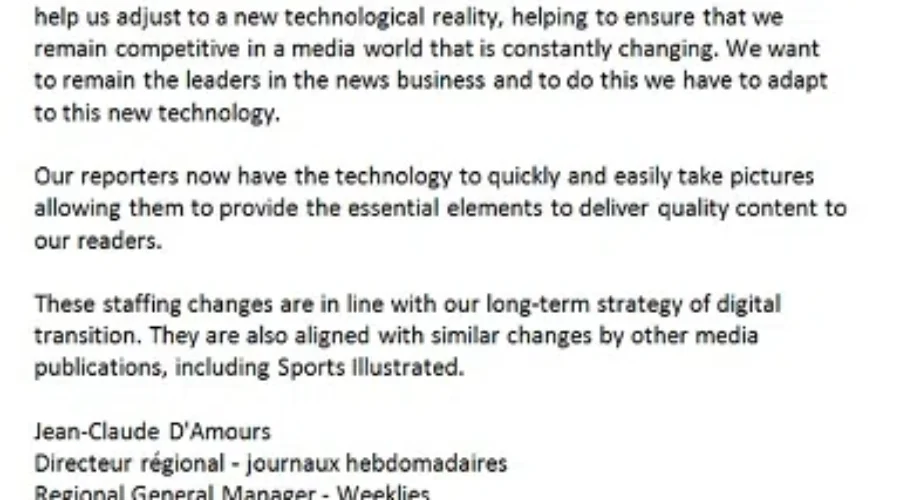 Statement Released By Brunswick News On Recent Layoffs