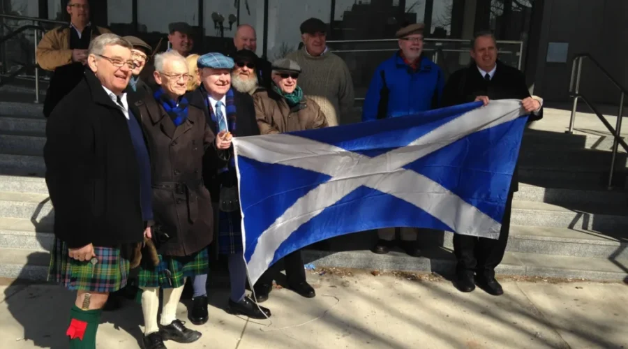 Tartan Day Flag Raising Outside City Hall