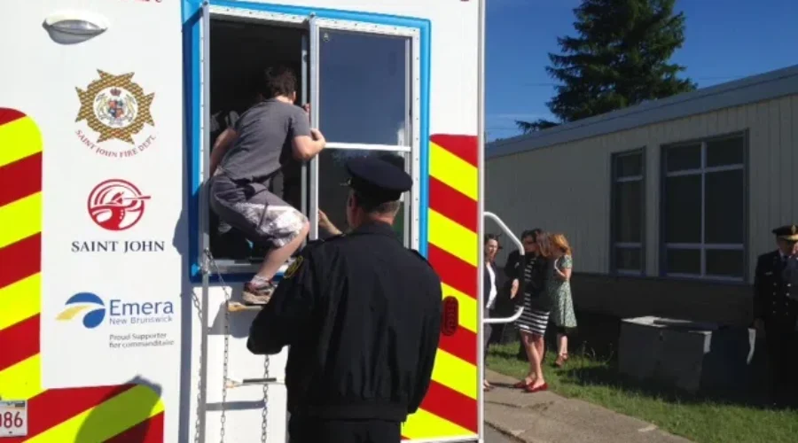 Students Learn Fire Safety In A New Modified Trailer