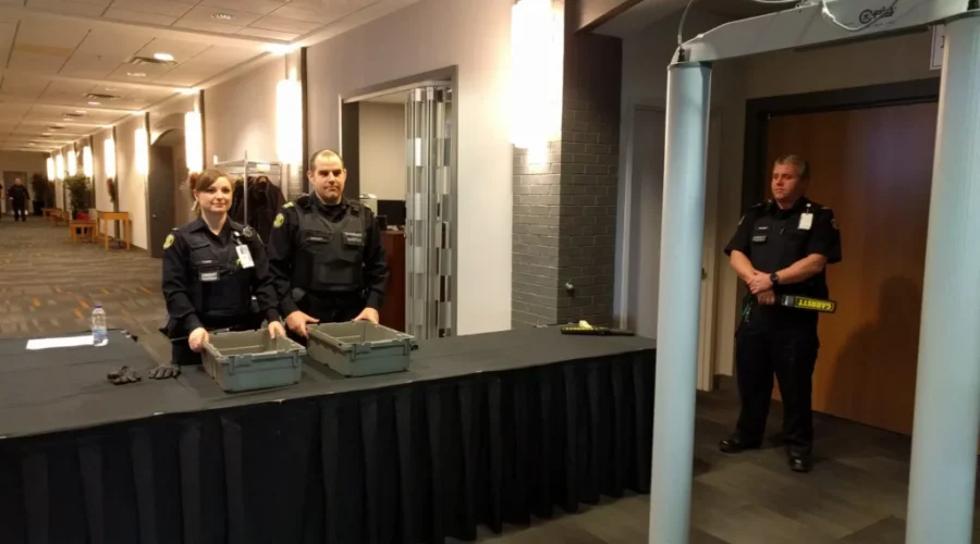 Trade And Convention Centre Serving As Makeshift Courthouse After Fire