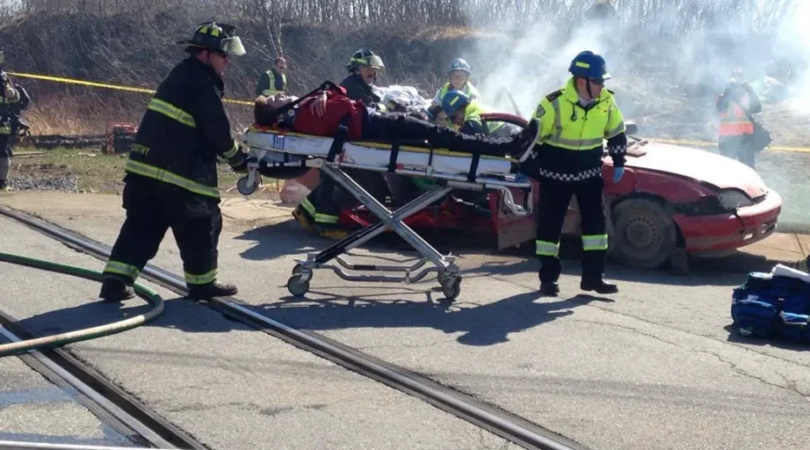 Harbour View High Students Take Part In Mock Train-Car Collision