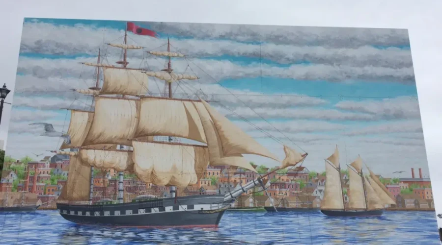Mural Depicting Marco Polo and Saint John Before Great Fire Unveiled On Water Street