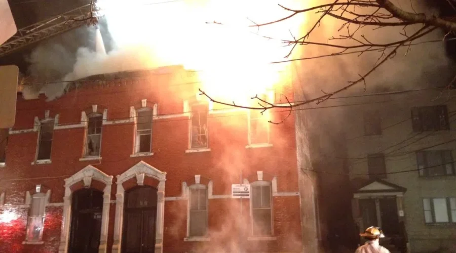 Firefighters Battle Fire At Apartment Building On Duke Street