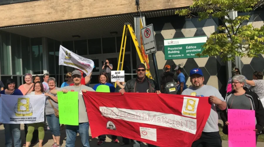 Health Workers Rally Outside Premier Gallant’s New Saint John Office