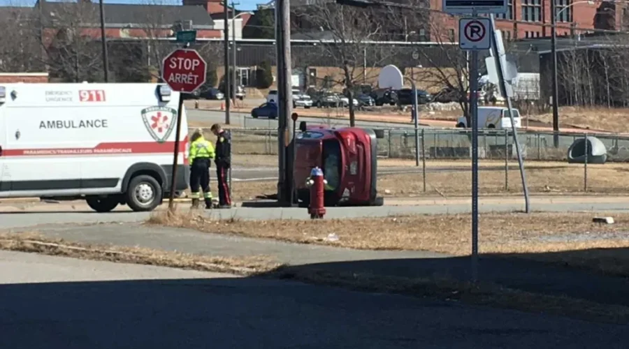 Vehicle Flips Onto Its Side In Saint John