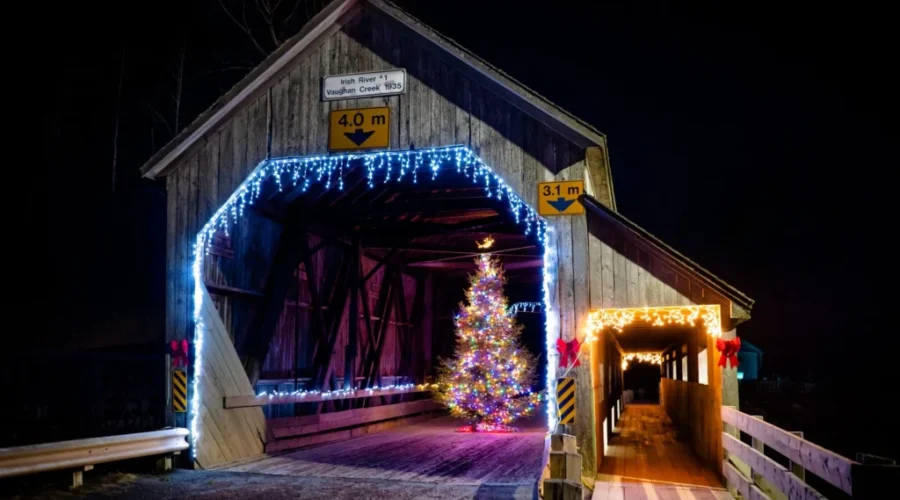 Covered Bridge Now Home To Christmas Tree