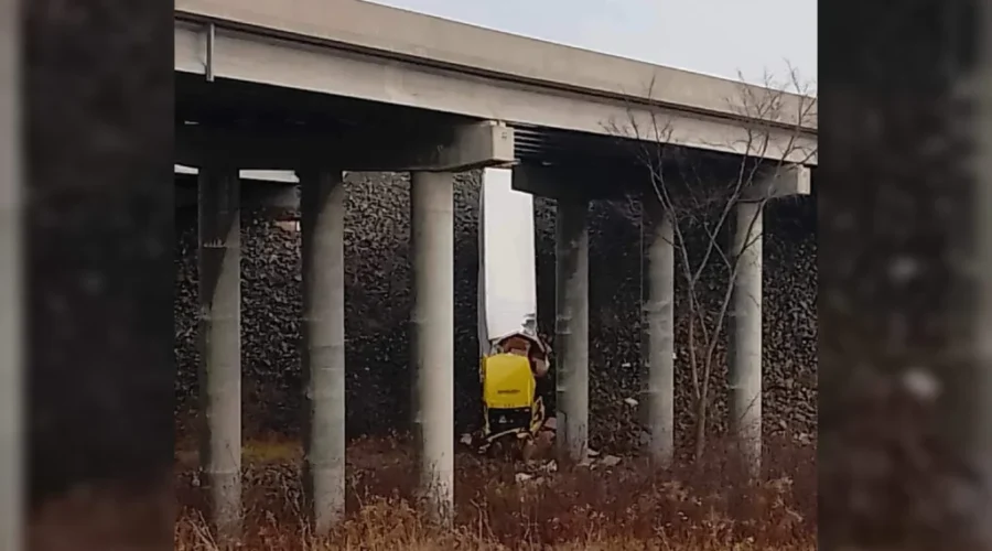 Transport truck leaves highway in St. Stephen