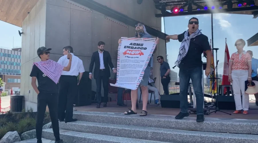 Pro-Palestinian protesters demand arms embargo with Israel