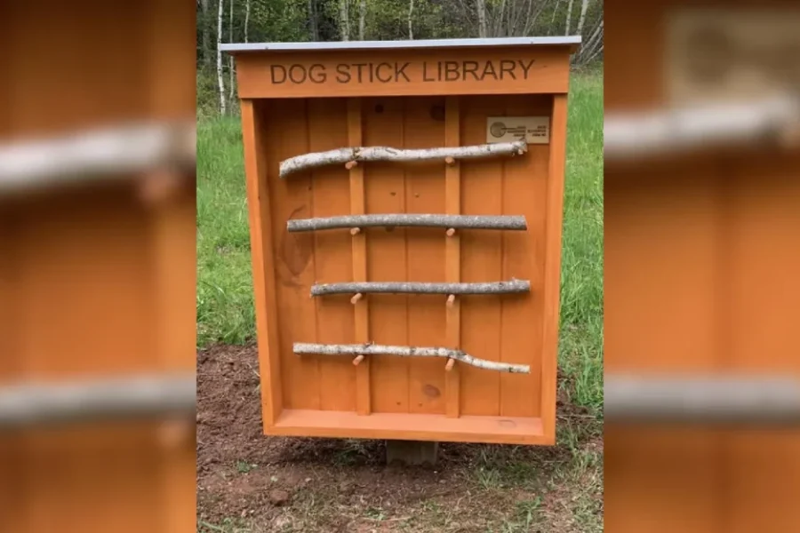Dogs giving Riverview stick library a big a-paws