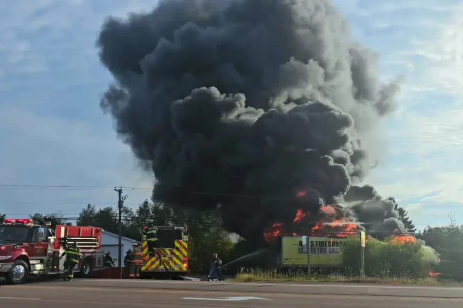 Trailers full of tires go up in smoke near Moncton