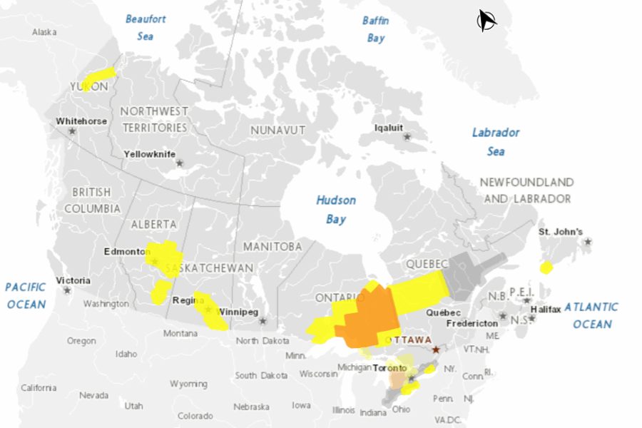 Environment Canada colourizes weather alerts