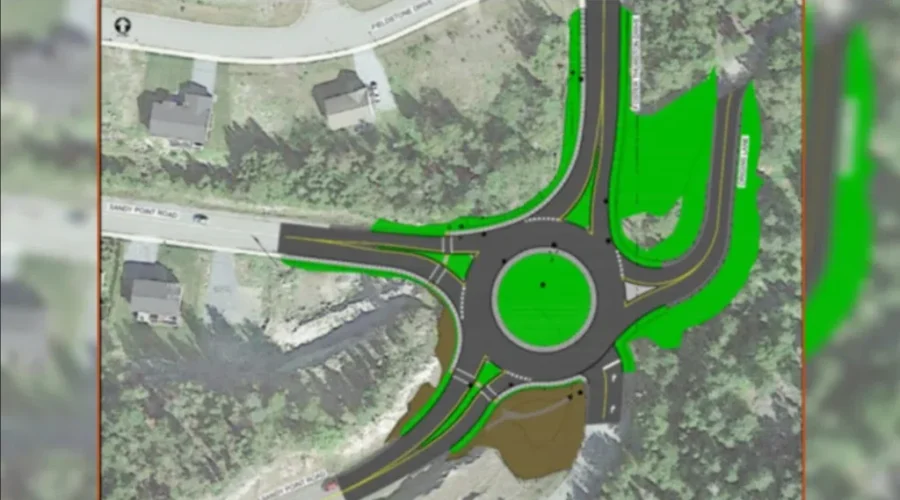 Work wraps up on new Sandy Point Road roundabout